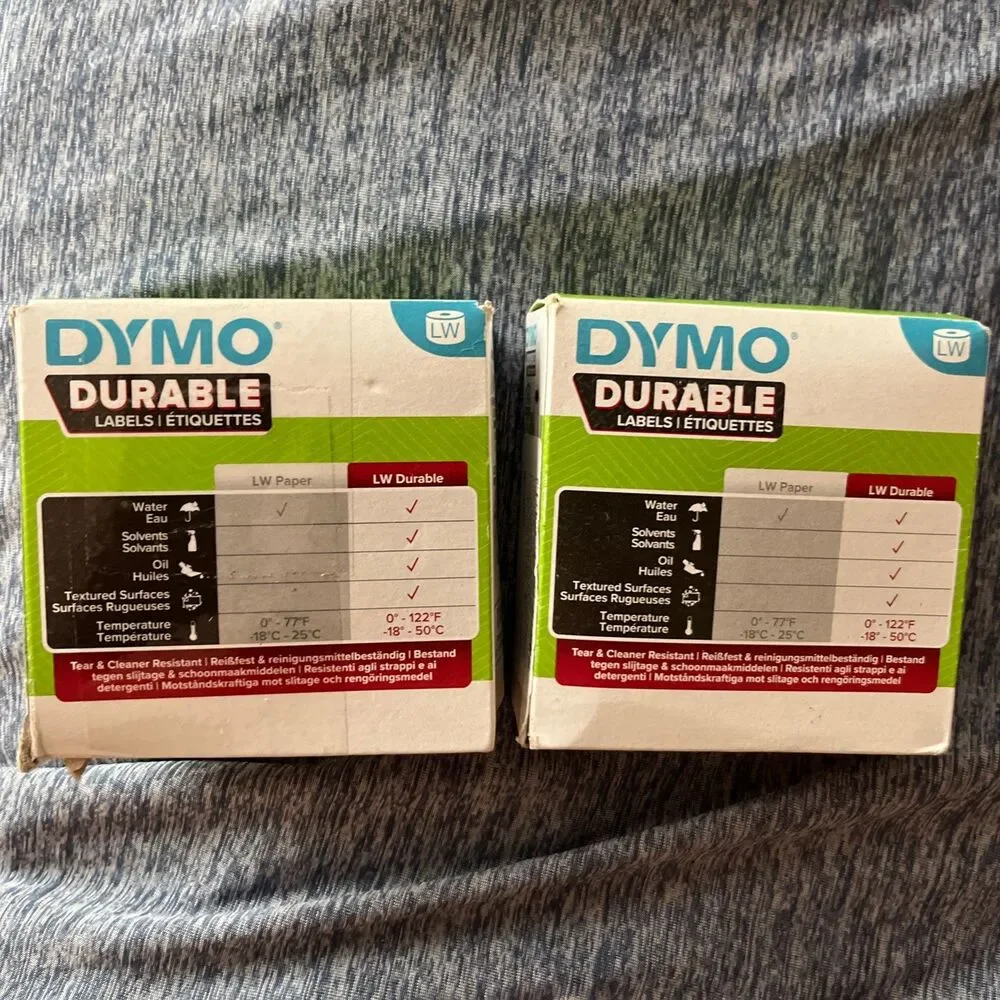 2x Sanford DYMO Durable LW Ribbon White 1 in X 2 1/8 in 160 Ct Roll Tear Res